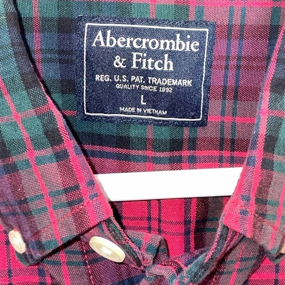 Abercrombie & Fitch Shirt Mens Large Red Plaid shirt VTG​​​​ - Picture 8 of 10